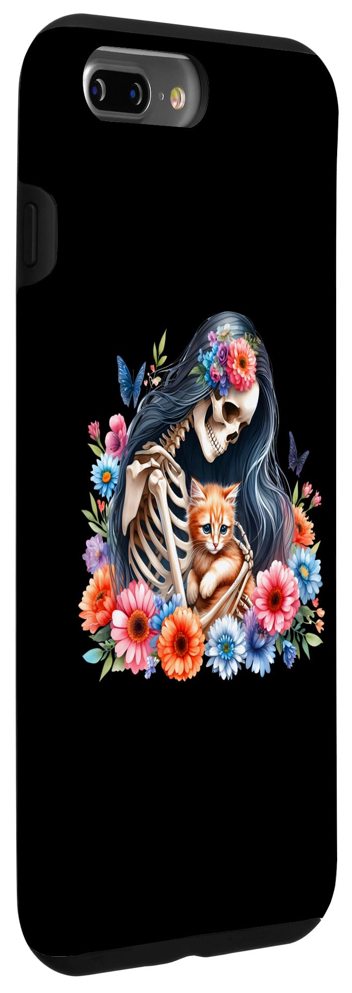 iPhone 7 Plus/8 Plus Female Skeleton And Cute Kitten Cat Lovers Halloween Vintage Case - Image 3