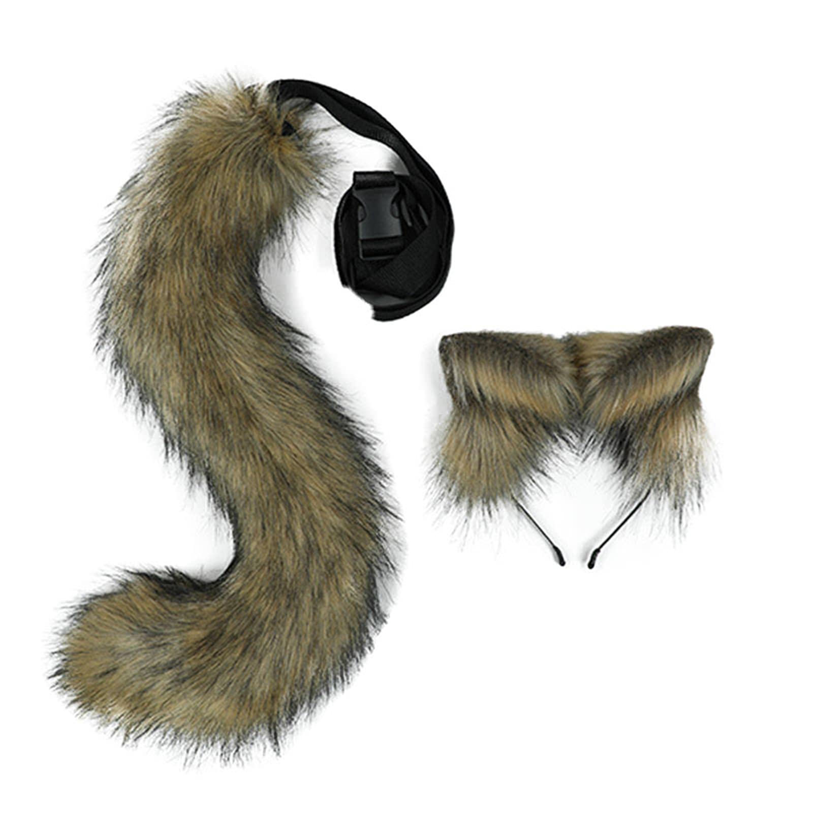 LittleLuludaCosplay Furry Wolf Cat Fox Tail and Ears Headband Set Costume Accessories