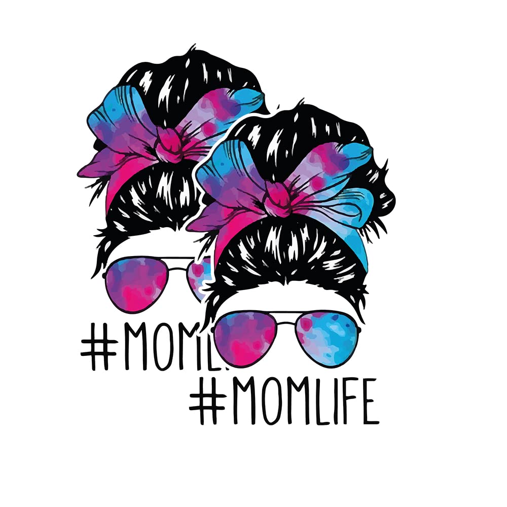 Smart-Mom Life #Momlife Sticker - 5" Laptop Sticker - Waterproof Vinyl for Car, Phone, Water Bottle - Mom Life Messy Bun Colroful Decal | 5 inch | SD-803 | 2 Pack