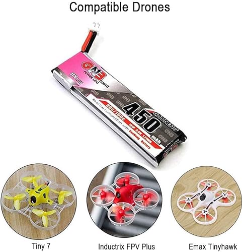 Miniatura 8 de 4 unids GNB 450mAh 1S HV LiPo Batería JST-PH 2.0 3.8V 80C PowerWhoop mCPX Conector para EMAX Quadcopter Micro FPV Racing Drone (450mAh 1s)