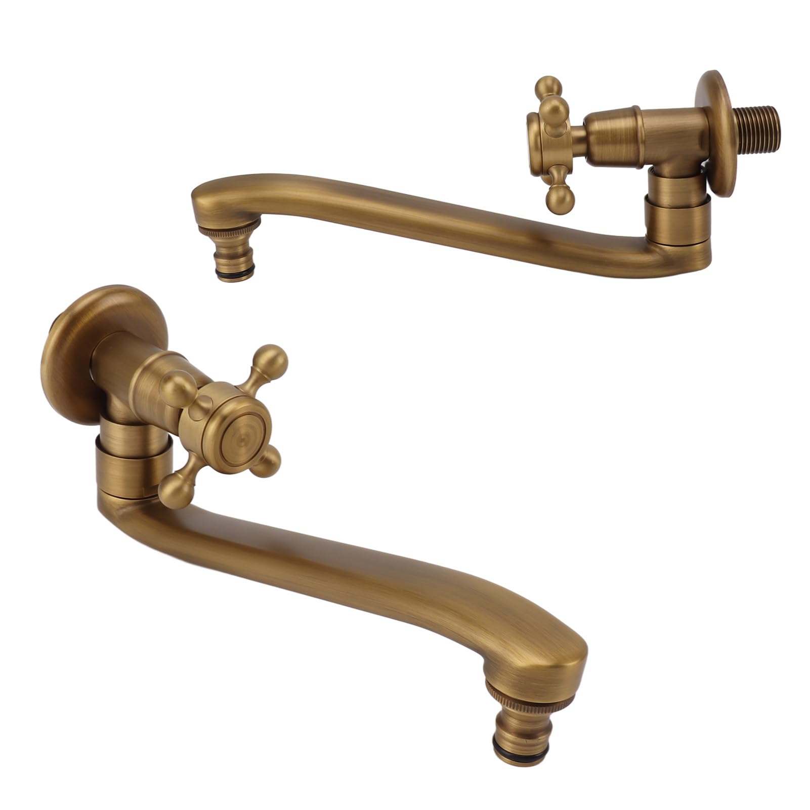 Grifo de jardín de cobre antiguo vintage con boquilla extendida, control de agua fría, resistente a la congelación, ideal para uso en exteriores