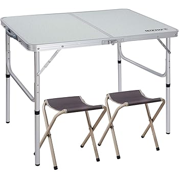 white folding table and chairs