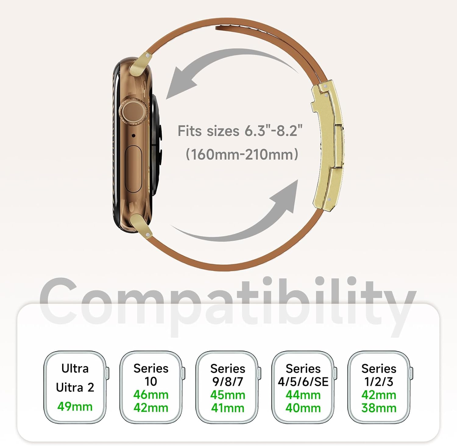 Designer Leather Band Compatible with Apple Watch 49mm46mm45mm44mm42mm41mm 40mm38mm for Women,Magnetic Buckle Replacement Strap for iWatch Ultra 3/2 /1 SE 3/2/1 Series 11/10/9/8/7/6/5/4/3/2/1 - Image 7