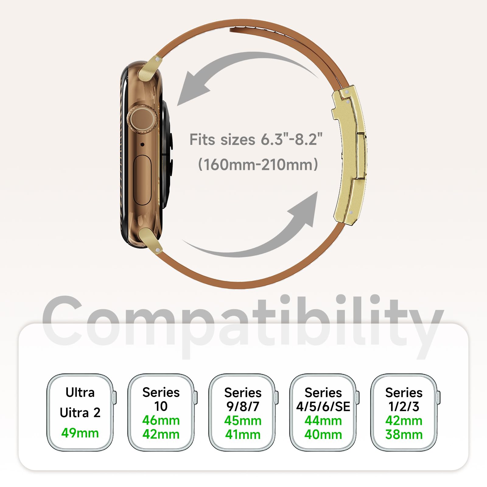 Bracelet en cuir de luxe compatible avec Apple Watch pour femme, boucle en
