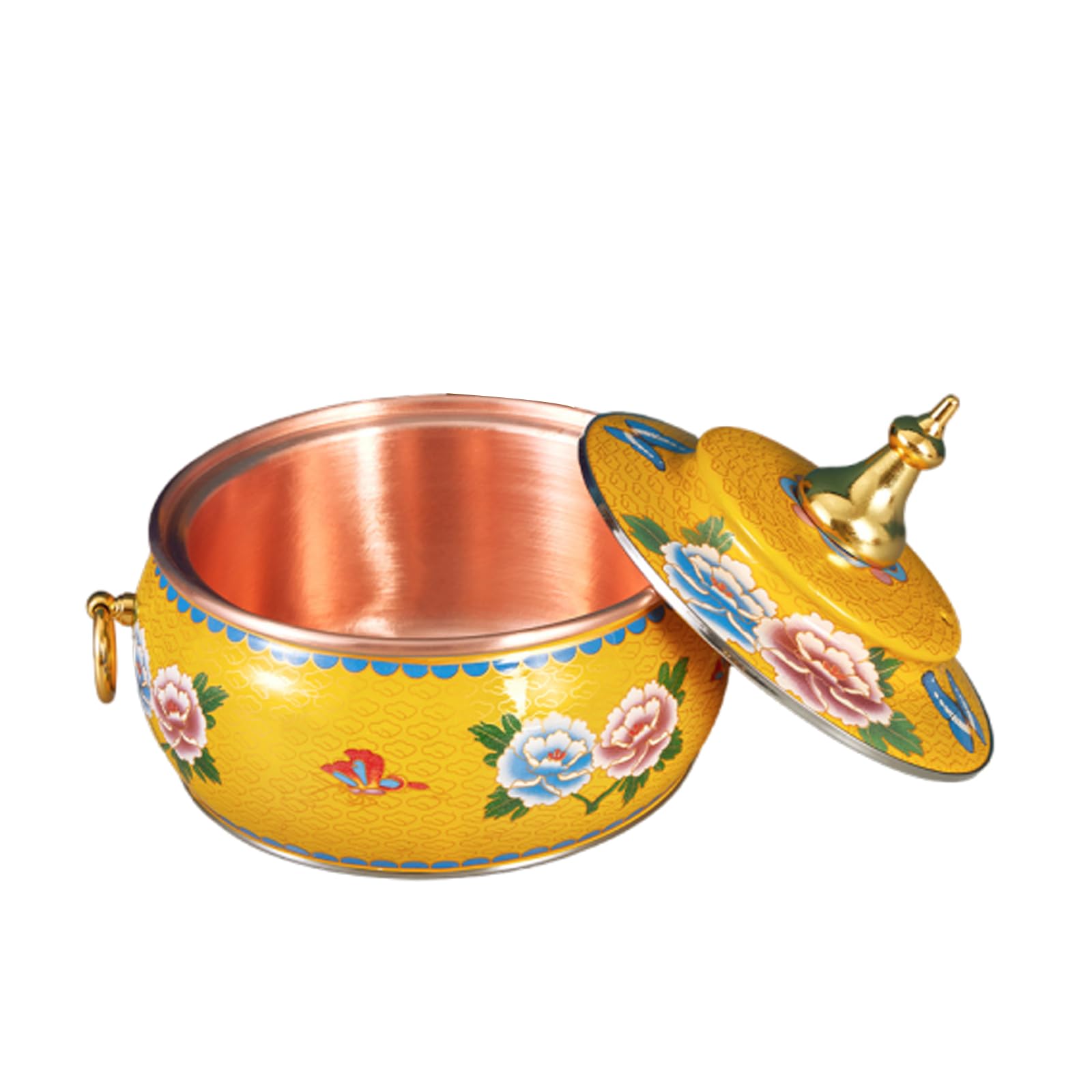 asdchZen Hot Pot Beijing Chinese Copper Chafing Dishes Single Person Small Copper Potshabu Shabu Pot Cloisonne Hot Pot For Electric Induction,E,X