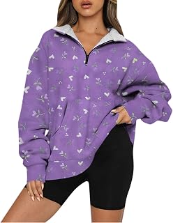 CUTeFiorino Halloween Pullover Women Pullover Printed Fashion Casual Pocket Long Sleeve Collar Zipper Retro Outfit Women