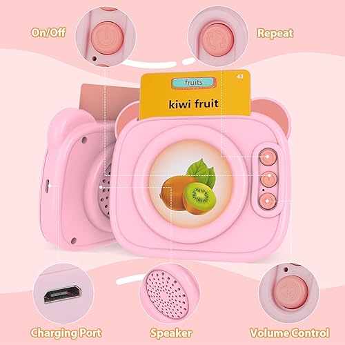 Miniatura 7 de GEVINST Juguetes sensoriales para autismo, juguetes Montessori para niños de 2 años en adelante, tarjetas flash parlantes con 224 palabras visuales,