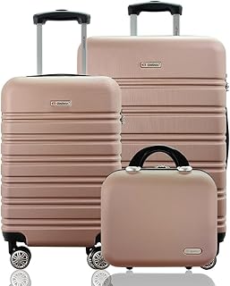 Kit Conjunto 2 Malas Rígidas 360° com TSA mais Frasqueira - Gladiador A3PM (Rose Gold)