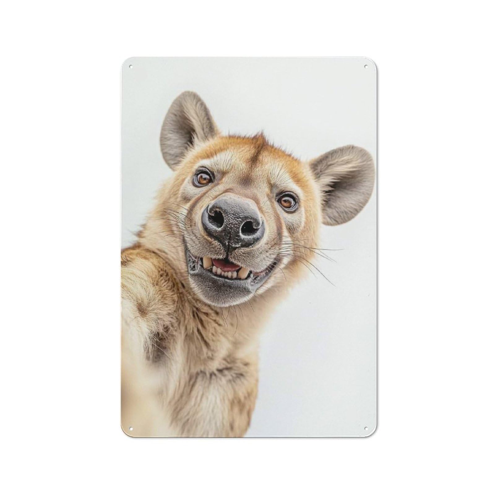 Junmoney Smiling Hyena Selfie Industrial-Style Metal Sign 30X20cm For Hallway Wall, For Kitchen, Dining Room And Home Bar Wall Decor