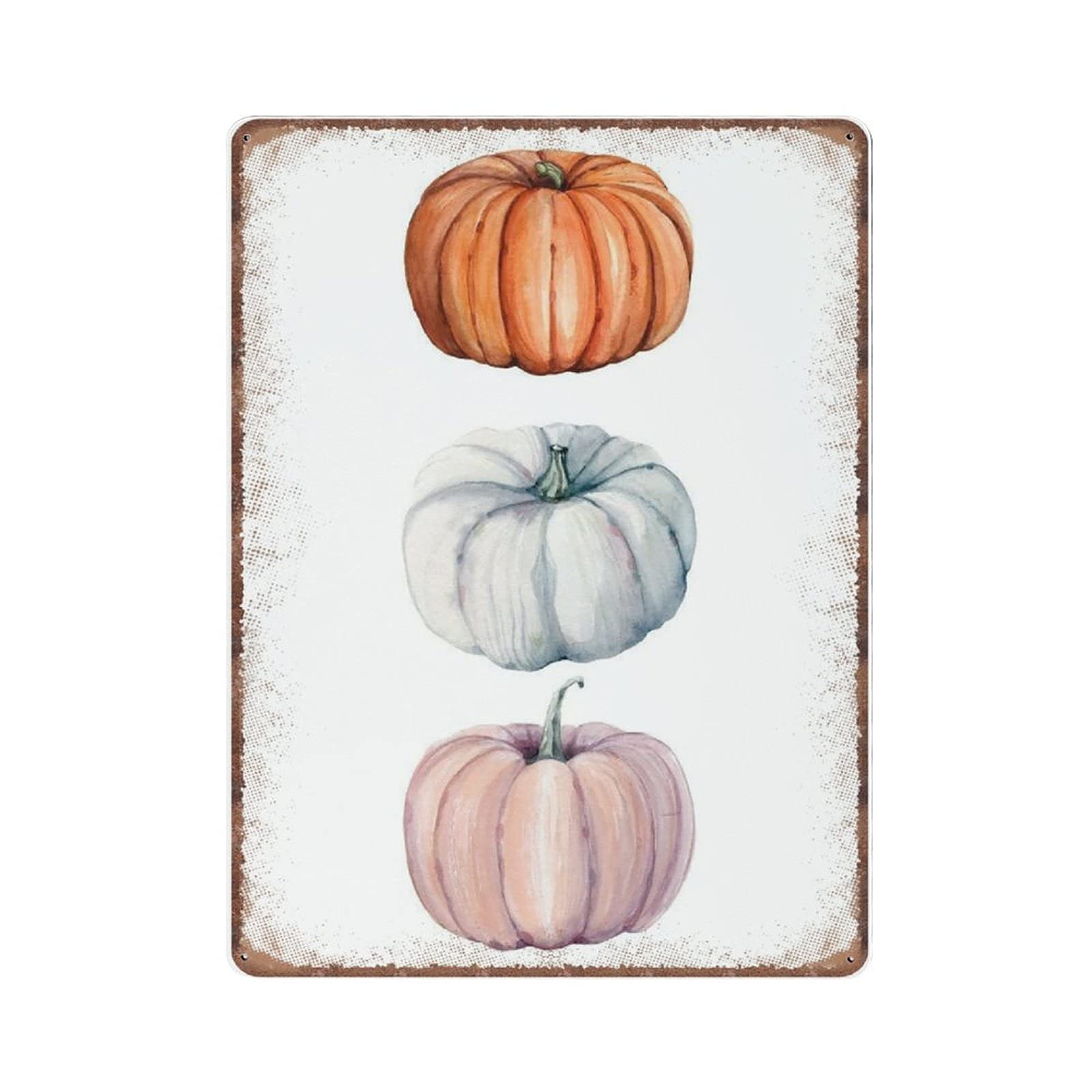 rayprint Fall Decor Pumpkin Tin Signs Fall Autumn Decor Farmhouse Decor Retro Funny Metal Sign Vintage Poster Wall Art for Kitchen Garden Bathroom Farm Home Coffee Decor Tin Sign, 30x40 cm