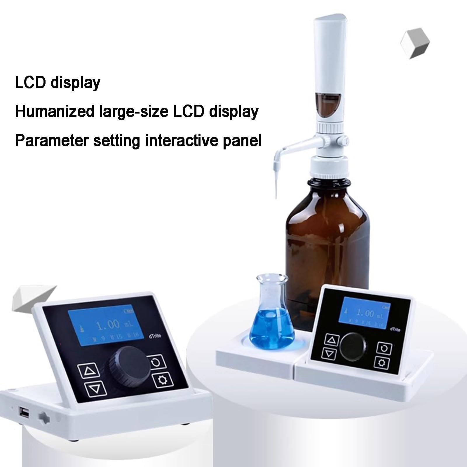 COYEUX Digitaler Flaschenaufsatz-Dispenser, Polypropylen-Flaschenaufsatz-Bürette, 16-stufiger Dosierbereich, 0,01–99,99 ml einstellbares Volumen, ohne braune Flasche