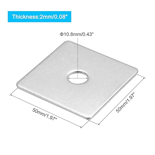Miniatura 42 de uxcell Arandela cuadrada, 20 piezas M5x20x20x1.0.197 in 304 arandelas de placa cuadrada de acero inoxidable 304 Junta espaciadora de almohadilla