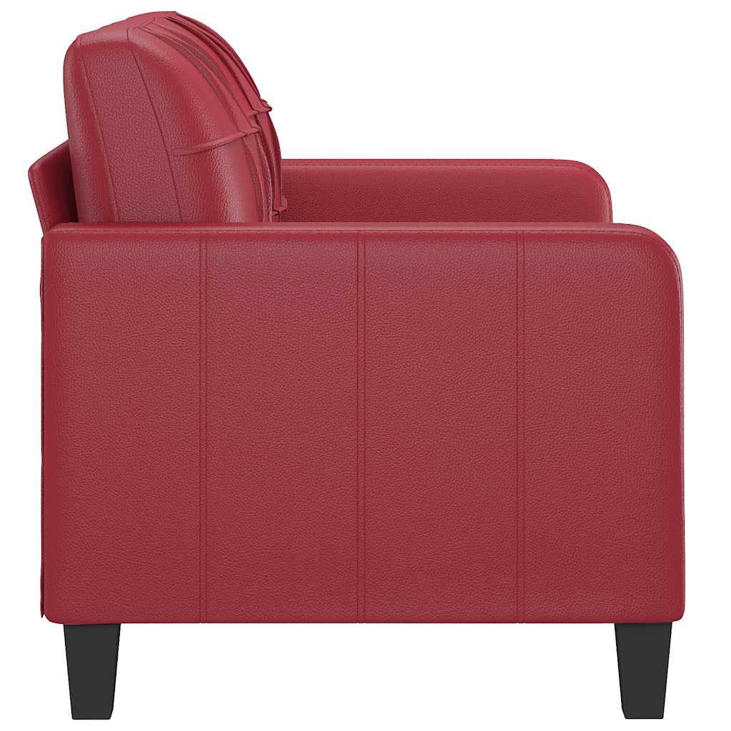 Sofá de 2 plazas de Cuero sintético Rojo Vino 120 cm
