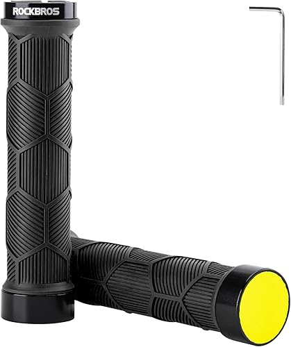 ROCKBROS Empuñaduras de bicicleta, empuñaduras de bicicleta, doble bloqueo de alto brillo reflector, agarres para manillar de bicicleta BMX, MTB,