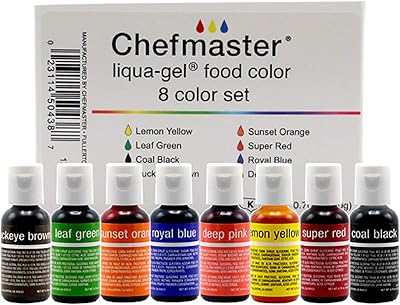 Chefmaster - Liqua-Gel Food Coloring - Fade Resistant Food Coloring - 8 Pack - Vibrant, Eye-Catching Colors, Easy-To-Blend...