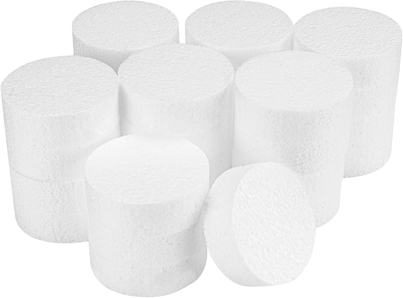 FFchuanhe Círculos de espuma artesanal de 3 pulgadas, 28 piezas para proyectos de bricolaje (1 pulgada de grosor) | Espuma de poliestireno blanca lisa, pasteles falsos y decoraciones, escultura, modelado, suministros para artes y manualidades