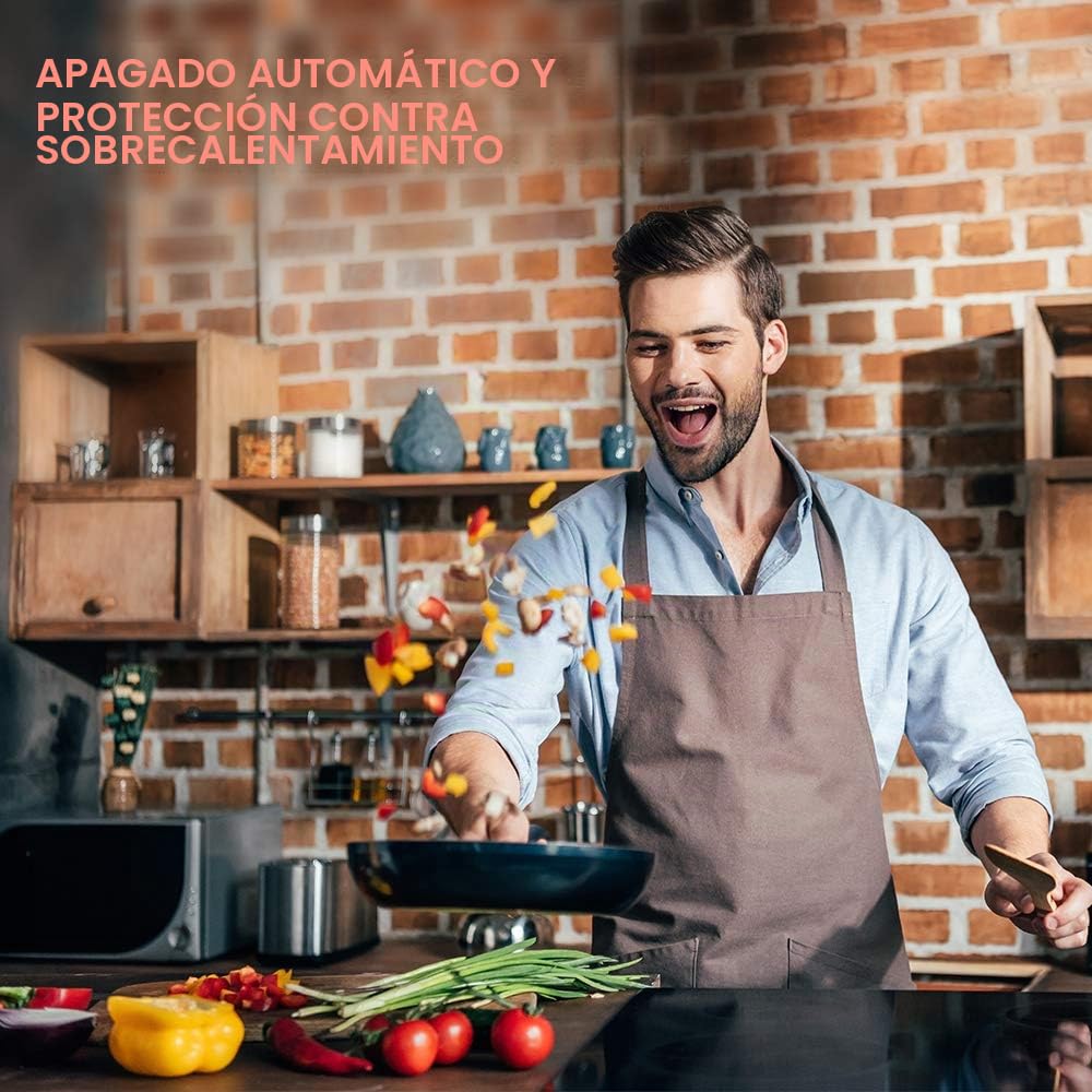 GIB464SC 6000W Placa de Inducción, Placa de Cocción Eléctrica, Encimera de Inducción Integrada, con 4 Fuegos de Cocina y Control Deslizante(Negro)