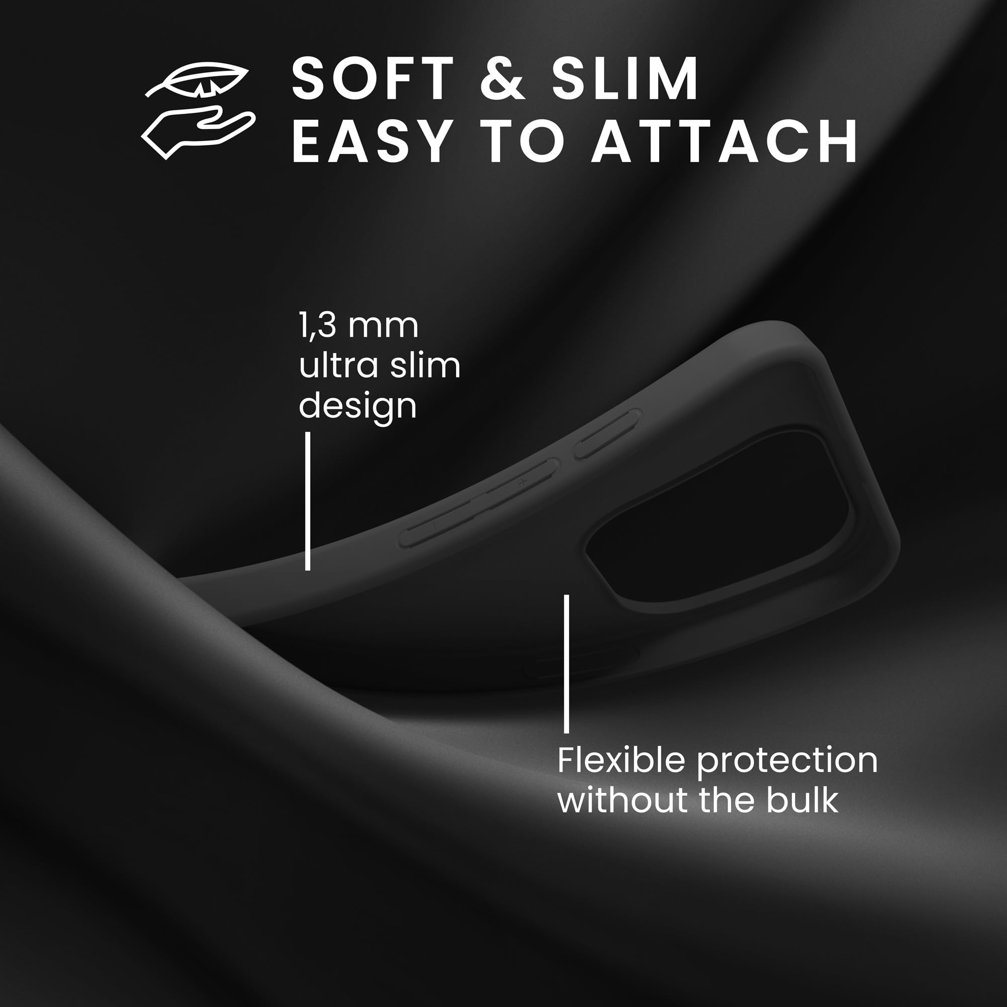 kwmobile Case for Apple iPhone 16 Pro Max Case - Soft Cover - Shockproof TPU Material - Wireless Charging - Black Matte - Image 4