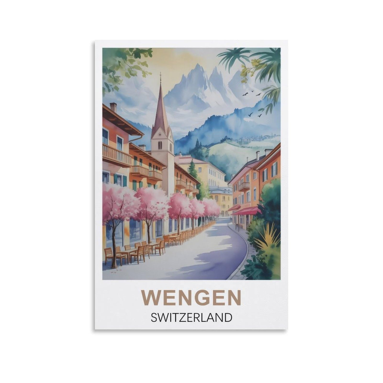 EZMLFA 5D Diamond Art Kits for Beginner,Wengen Switzerland,Diamond Picture Art for Beginner, DIY Gem Cross Stitch Creative Gift Home Wall Decor 40x50cm