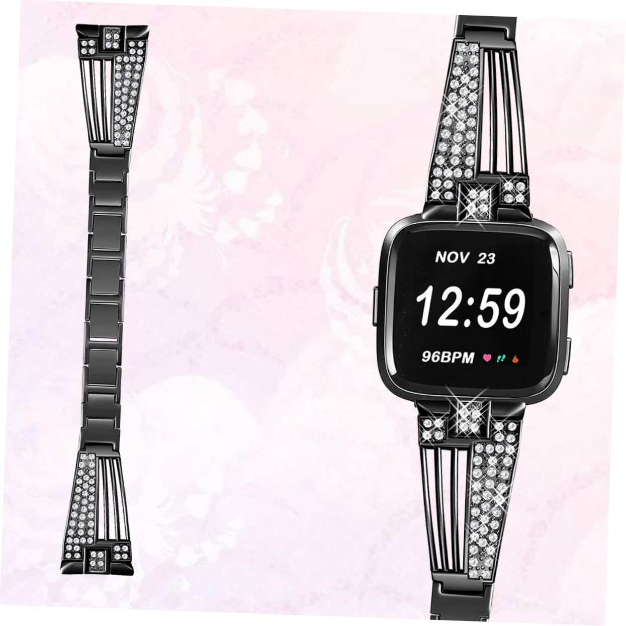 Housoutil Lot De 3 Bracelets De Montre De Rechange En Acier Inoxydable Ornés De Strass Compatibles Avec Les Bracelets Robustes Noirs