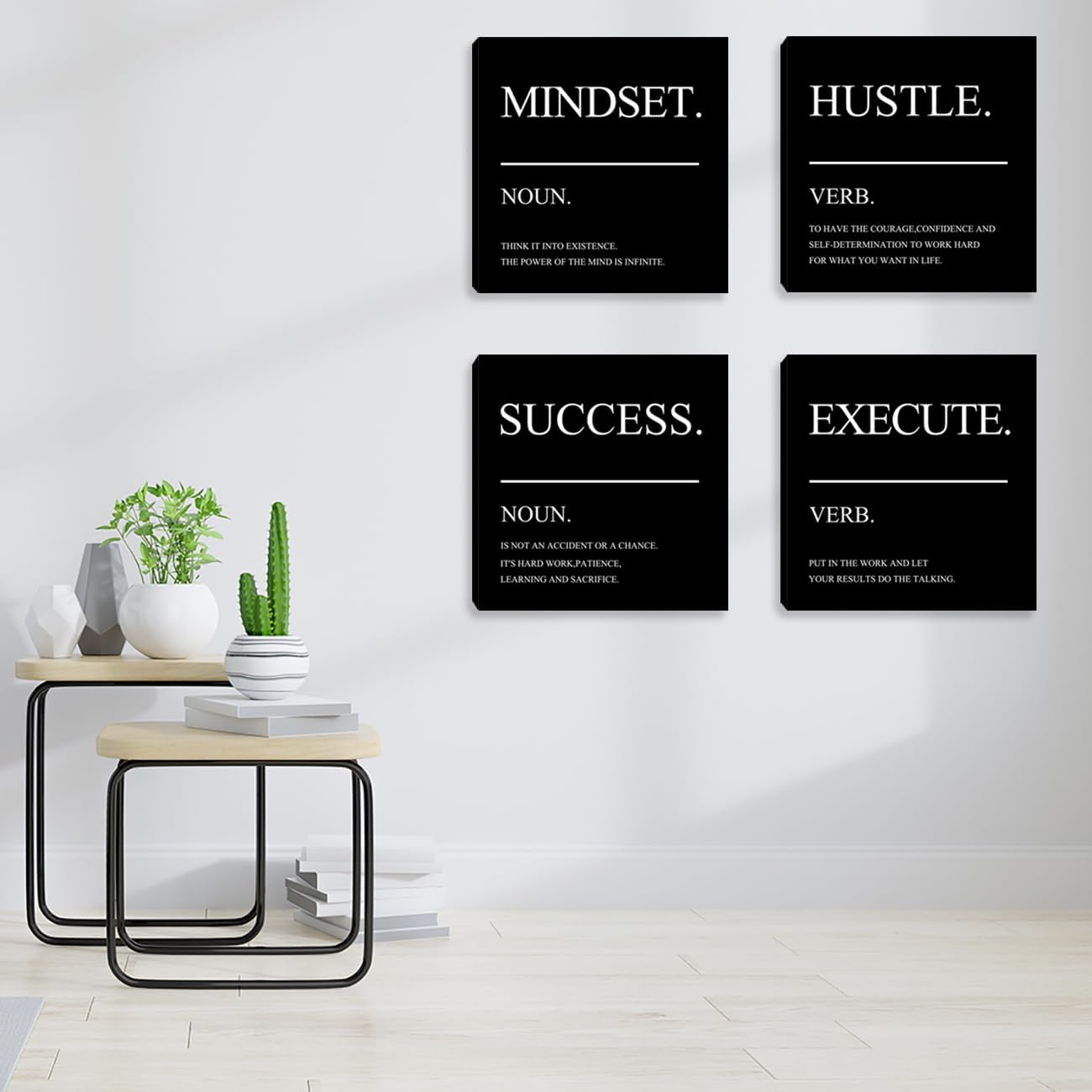 Boost Your Space: 4-Piece Motivational Canvas Wall Art for Inspiration