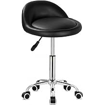 Emalla 360 Swivel Rolling Stool with Backrest Adjustable Height Bar Stools