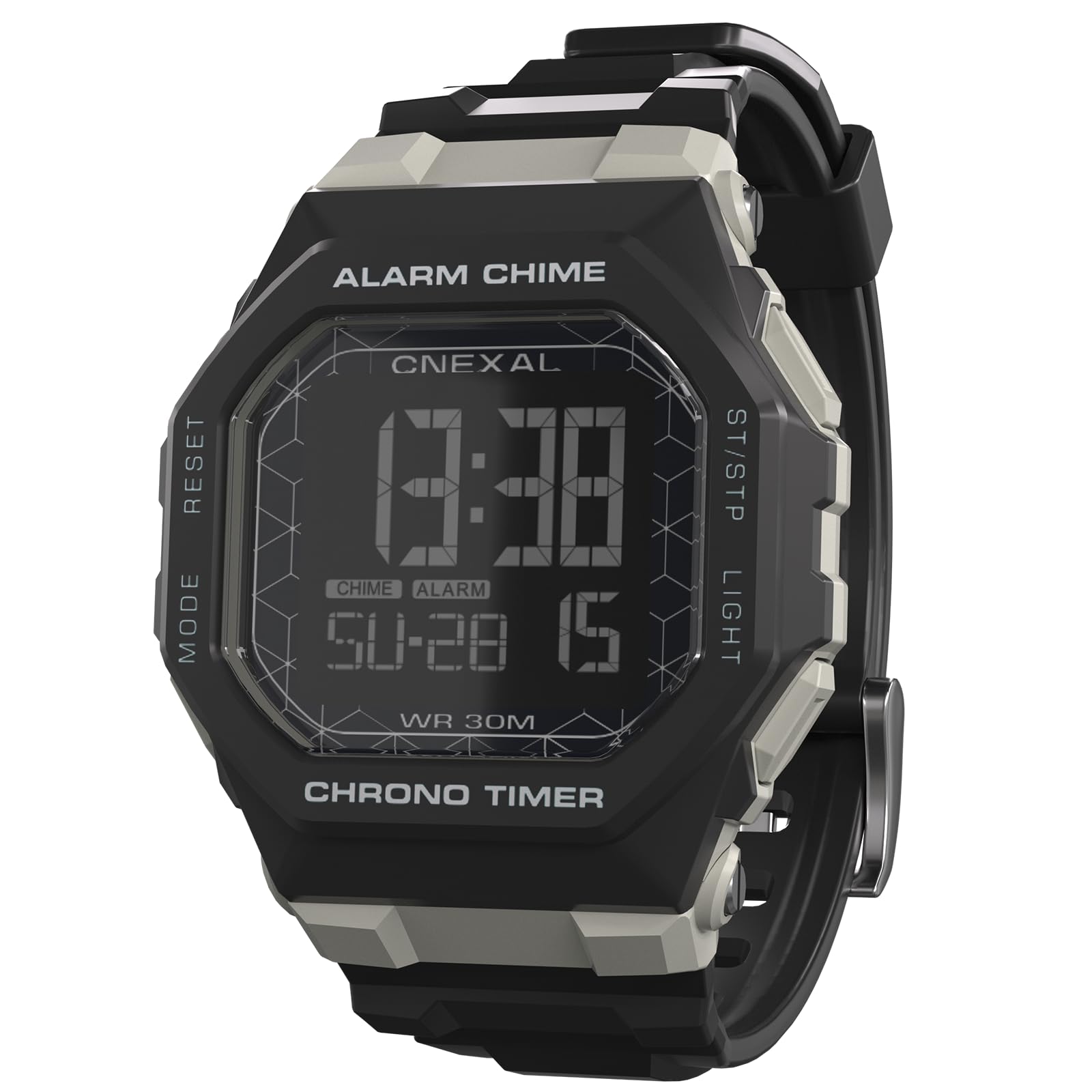 Montre de sport numérique pour homme - Résistante à l'eau - Lecture facile avec grand écran, chronomètre, alarme et batterie de 18 mois