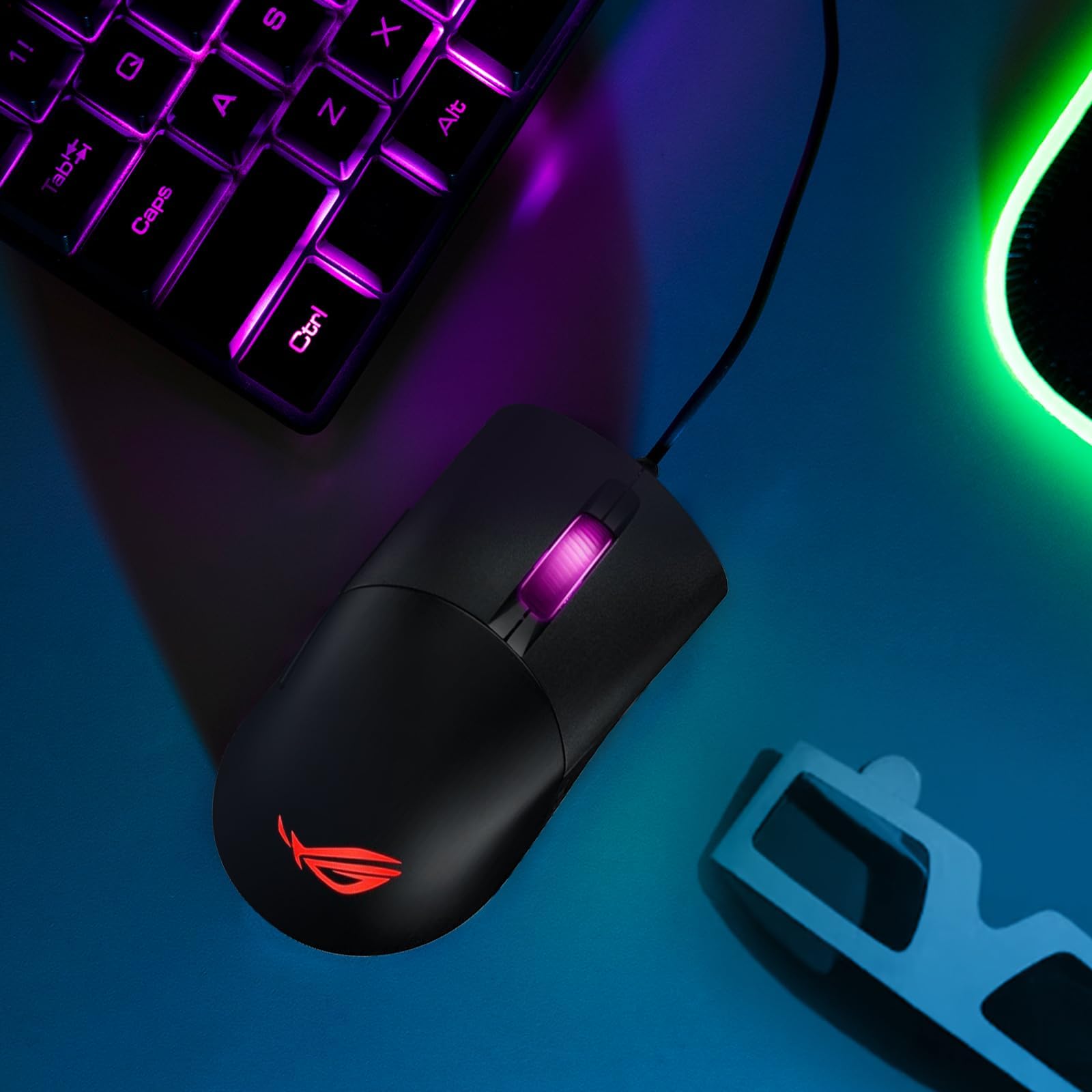 ITleads ROG Strix Gaming Mouse with Tunable 16K DPI Sensor, Hot-Swappable Switches, PBT Keys, Adjustable Side Buttons, Omni Feet, Black