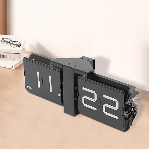 Miniatura 6 de Reloj de escritorio abatible, pantalla digital retro con pilas, reloj abatible de pared y mesa, reloj de metal grande para decoración del hogar y