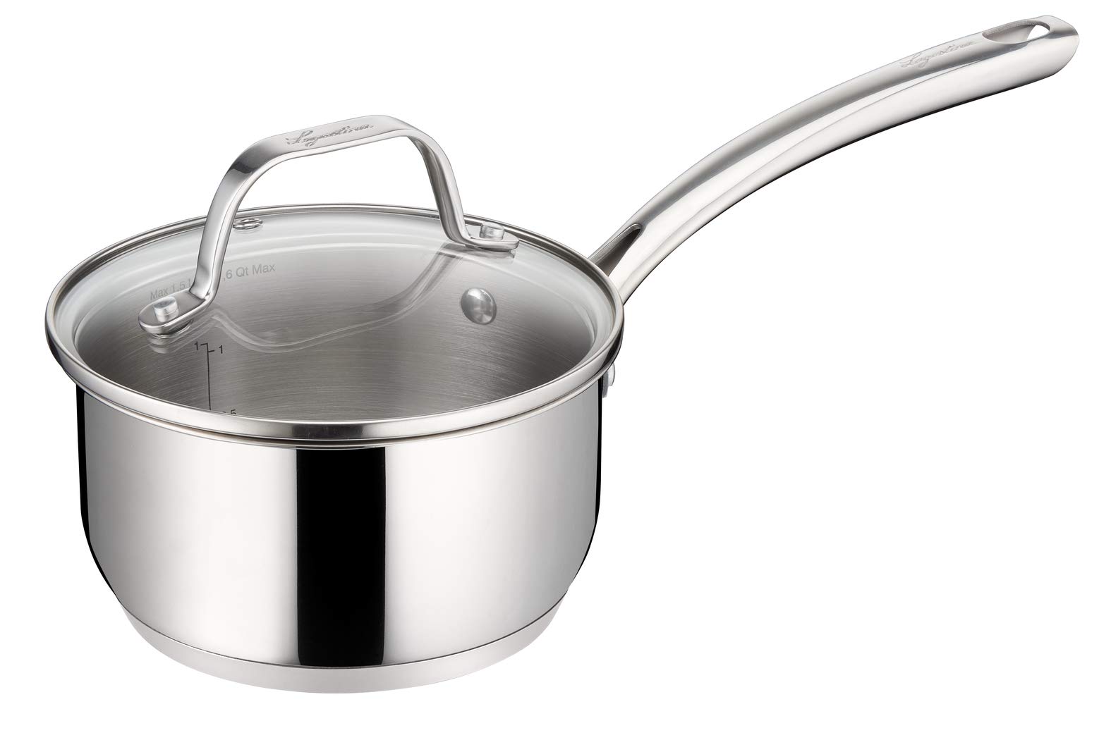 Lagostina Evelia Set di Pentole Induzione, Gas e Forno in Acciaio Inox 18/10, 13 Pezzi, Batteria con 4 Casseruole, Pentola, Padella Antiaderente, Mestolo, Schiumarola, Cucchiaio Spaghetti, 4 Coperchi