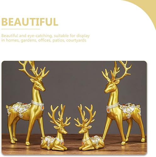 Miniatura 4 de Angoily Figuras de reno de Navidad doradas, juego de 4 piezas de estilo nórdico moderno, decoración de reno de Navidad para interiores, alce de