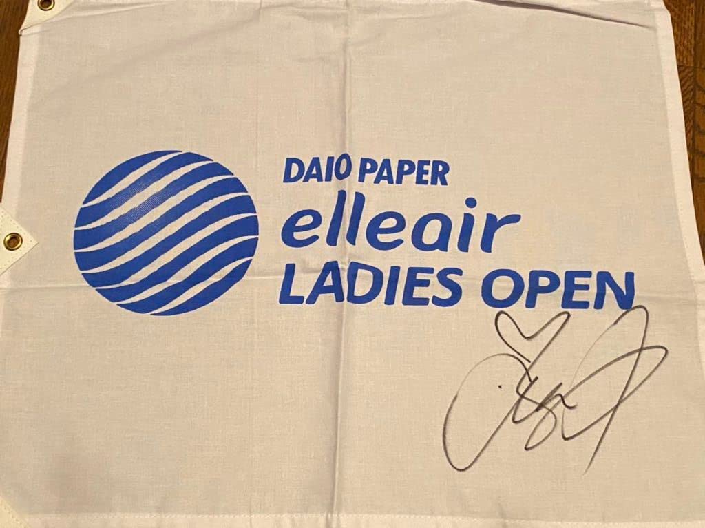 LPGA Arimura Chie Hand Signed Elleair Women's Tournament Pin Flag Golf