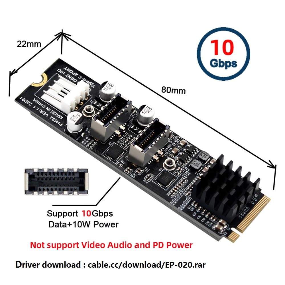 Cablecc USB 3.1 Front Panel Socket & USB 2.0 to PCI-E Express Card Adapter for Motherboard