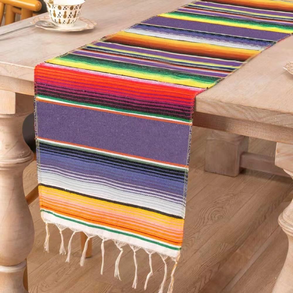 Urby Zarape Mexican Table Runners for Party 14x84in for 6ft