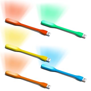CRAZO FASHION Colorful USB LED Light for Gaming Laptop, Power Bank & Keyboard | Flexible Silicone Portable RGB Light Lamp for Reading, Study, Night Lighting – 5 Color LED USB Lights (Pack of 5)