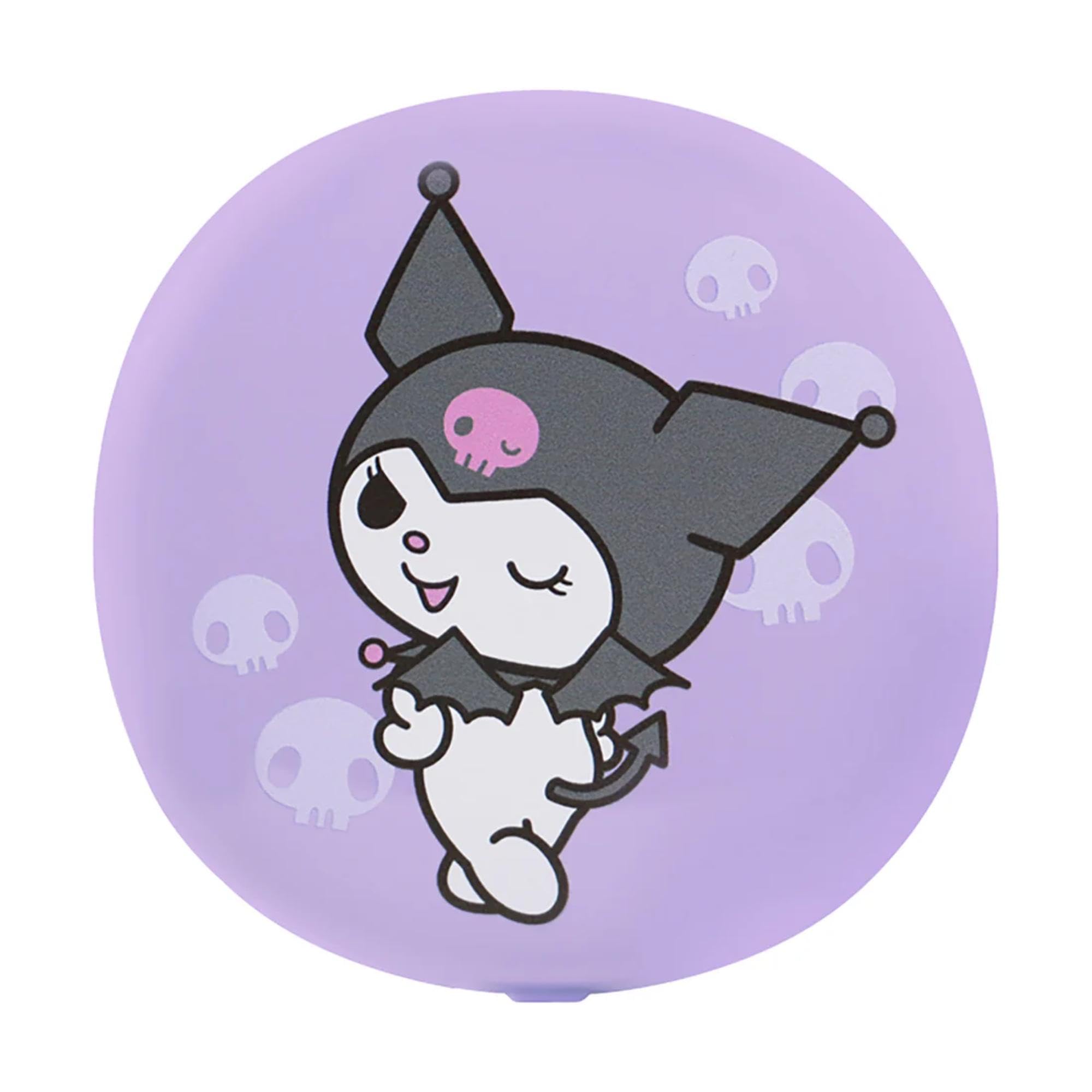 Impressions Vanity Kuromi Portable Round LED Compact Mirror for Purse, Lighted Travel Makeup Mirror with 3X Magnification, Daylight LED Lighting, Adjustable Brightness and Soft Touch Sensor