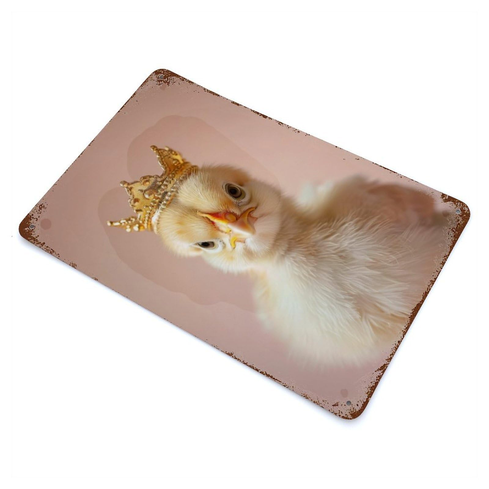 Retro Metal Sign with Little Chicken King Design 11.8"x7.9", for Bistro, Counter And Cafe Decor, Shabby Chic Decor