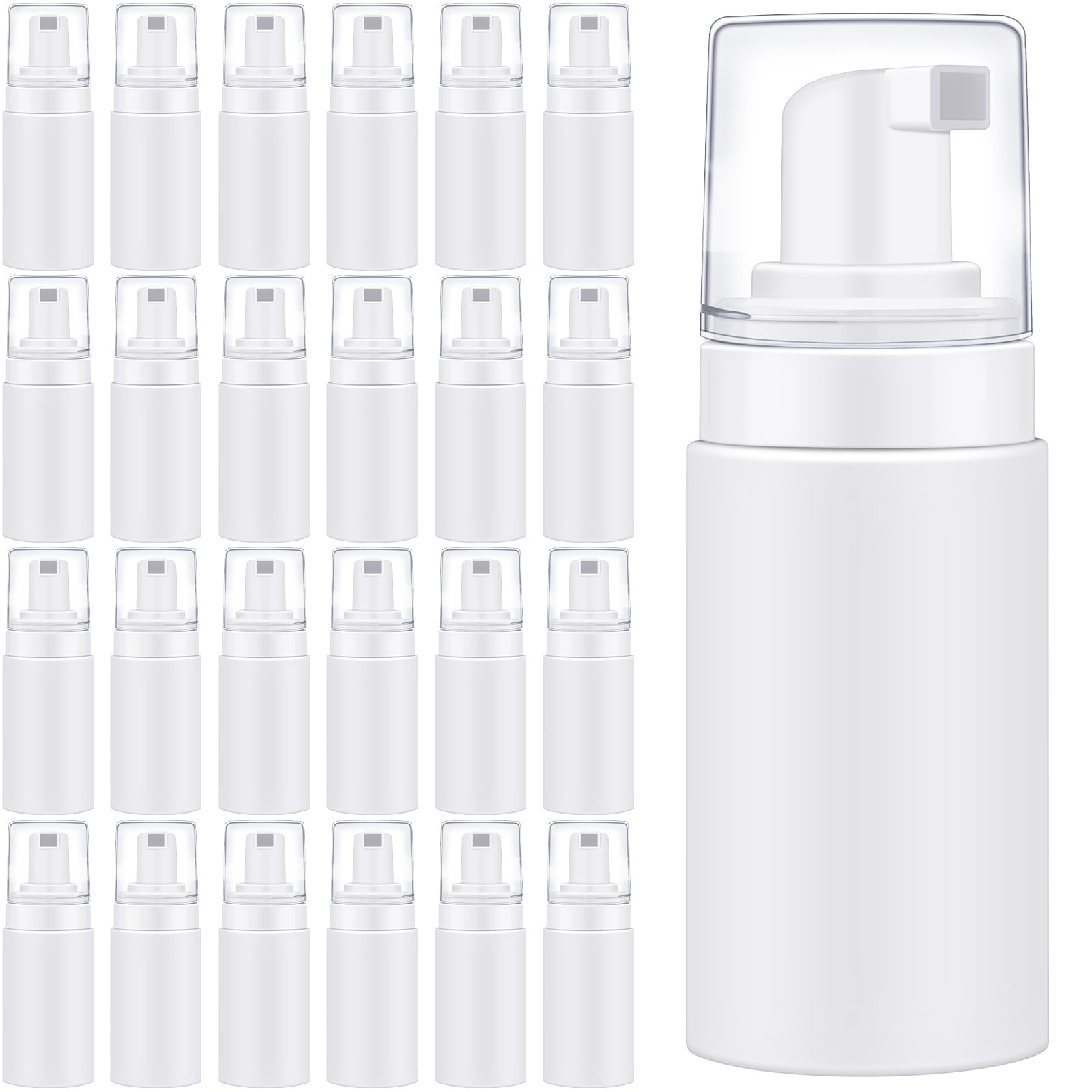 Teenyyou 50pcs Foam Pump Bottles 1oz/30ml Plastic Mini Empty Dispenser DIY Travel Face Cleanser Mousse Soap Foam Bottle Refillable Hand Soap Eyelash