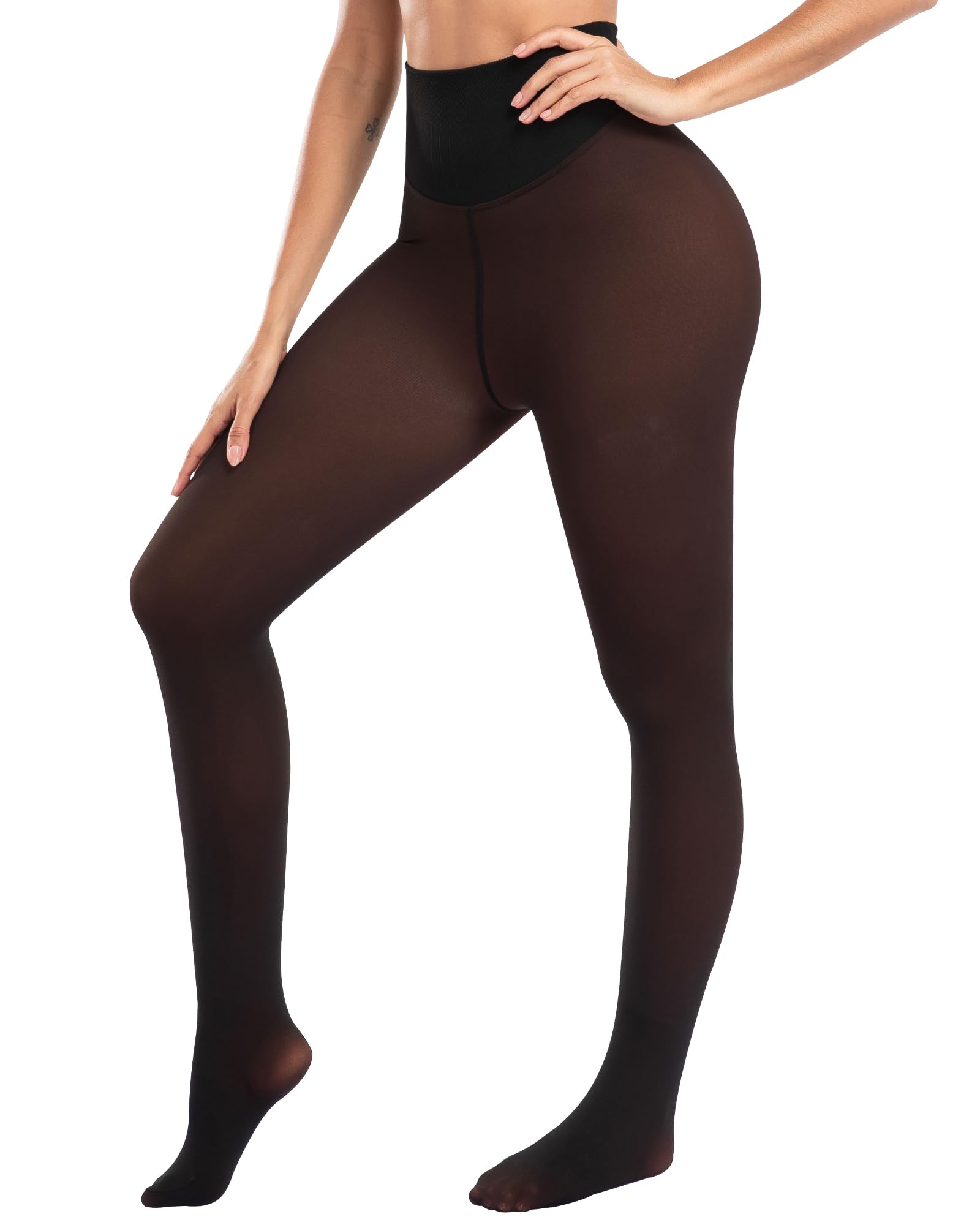 ATHVOTAR Fleece Lined Winter Tights Women - Thermal Warm Opaque Pantyhose Thick Sheer Leggings