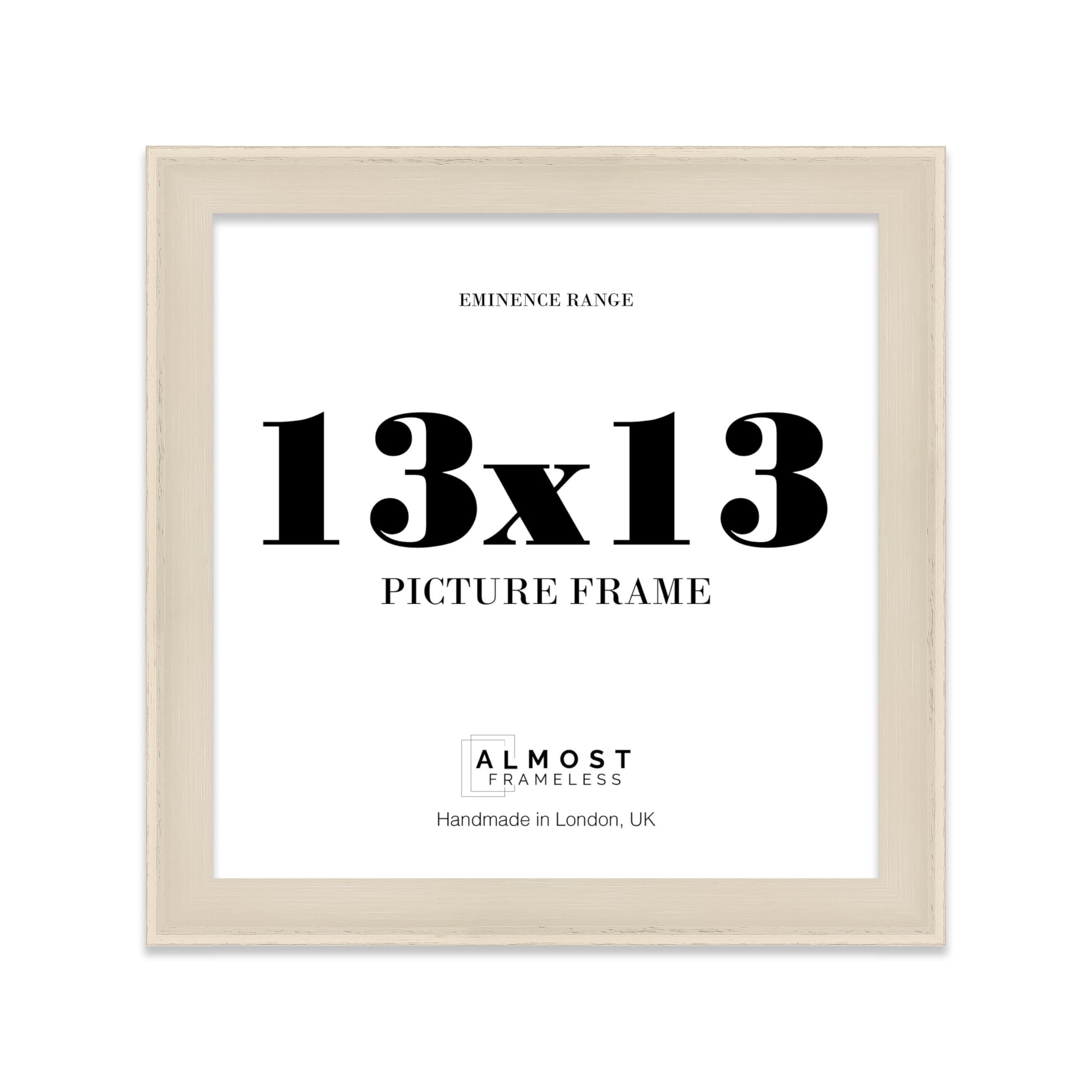 13x13" Cream Picture Frame - Rustic Wood Industrial Effect Photo Frame for Wall Display, Ideal for Posters, Prints & Home Décor, Wall Hooks, 32mm Edge - 1 Pack