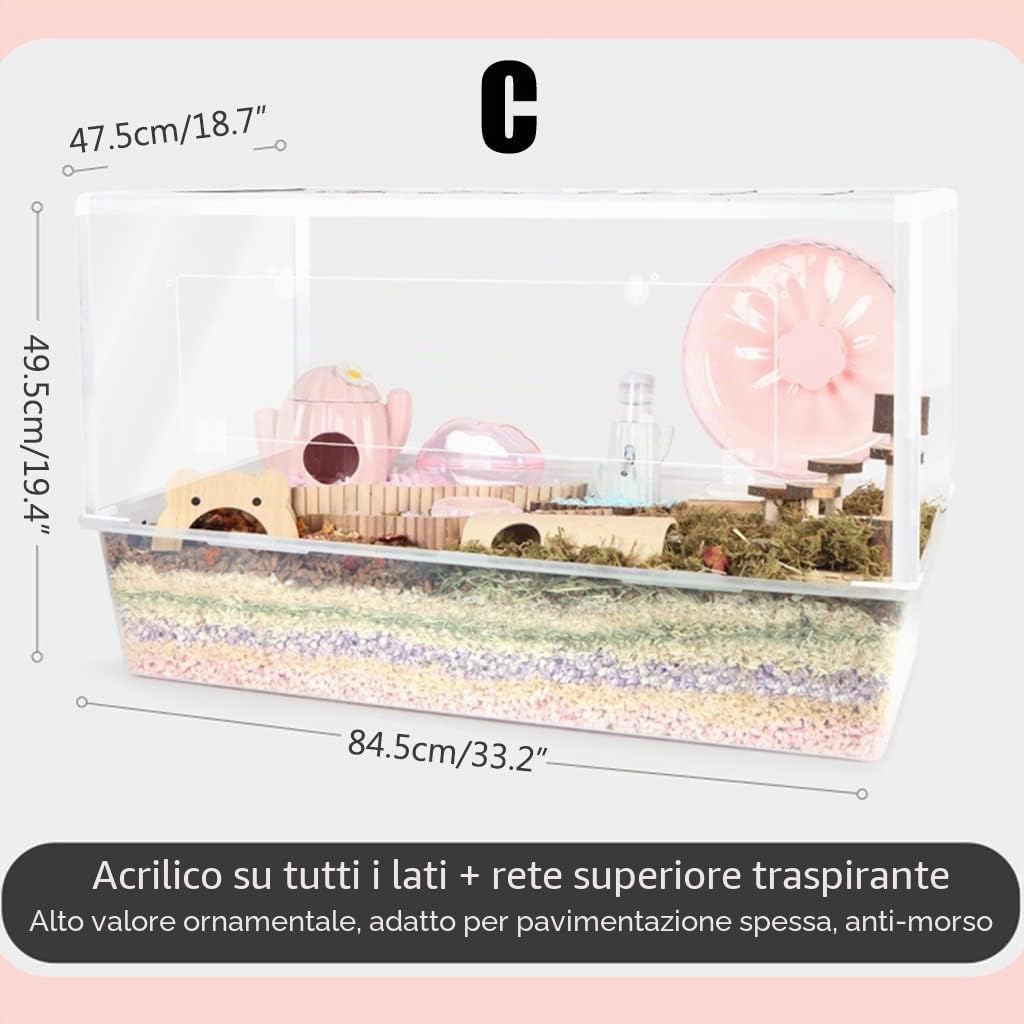 Gabbia per Criceti Grande, Casetta per Topi in Acrilico Trasparente, A Prova di Morso con Filo di Ferro - Gabbia Traspirante per Piccoli Animali - Ideale per Tenere Criceti, Topi E Altro Ancora!