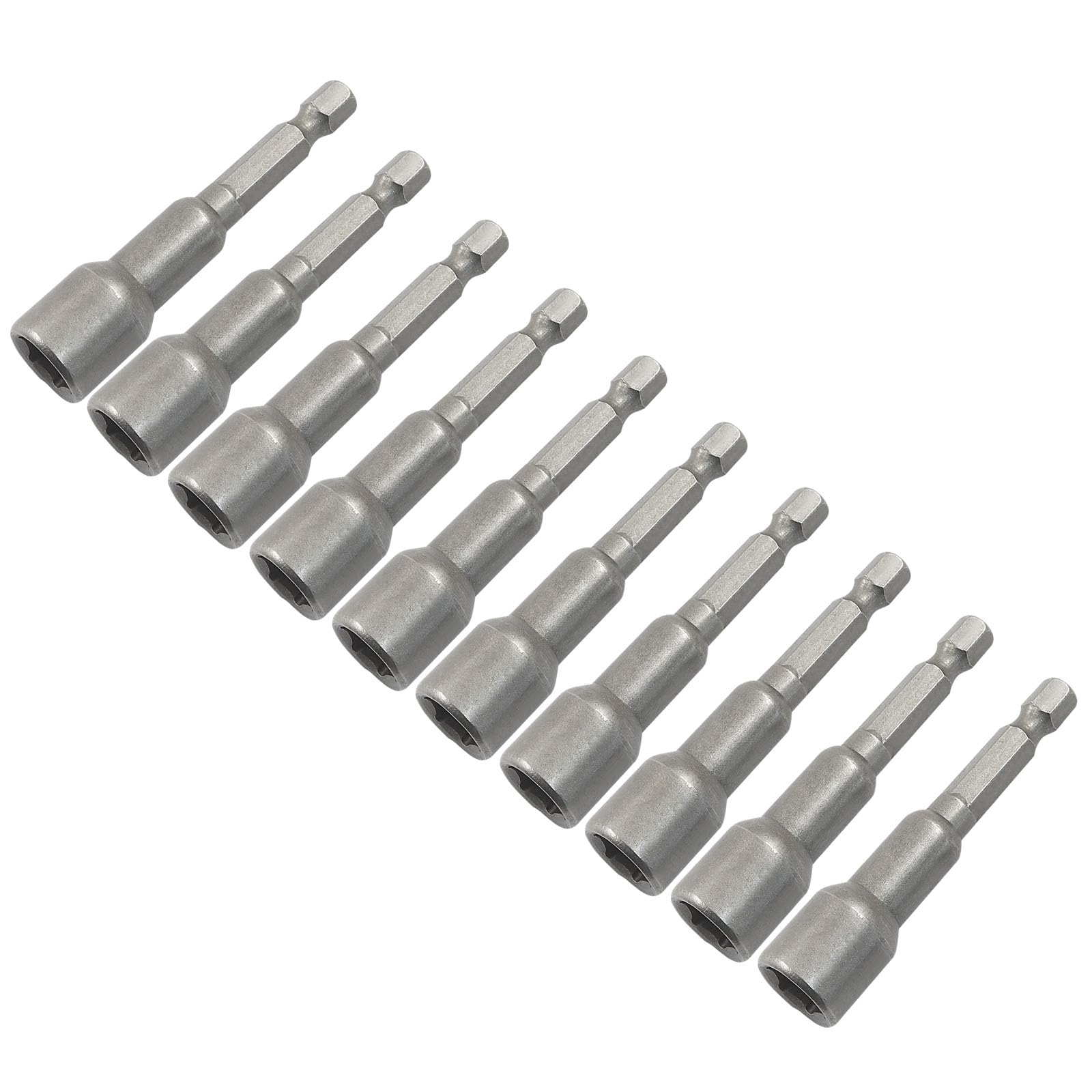 Piutouyar 10 Pcs Magnetic Power Nut Driver Bit Sets, 3/8 Inch Hex Magnetic Extension Socket Drill Bit Set Socket Power Nut Impact Driver, 65 mm/2.56 inch Length