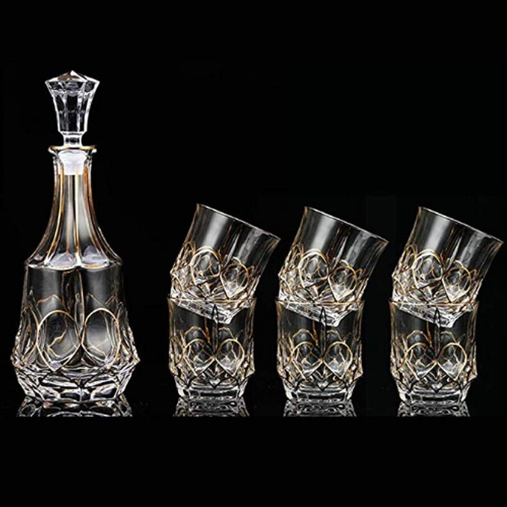 Karafka do whisky i zestaw kieliszków bezołowiowy kryształowy zestaw do wina kieliszek do czerwonego wina kubek do whisky karafka szklanka powietrzna butelka na wino dzbanek piwnica na wino 850 ml