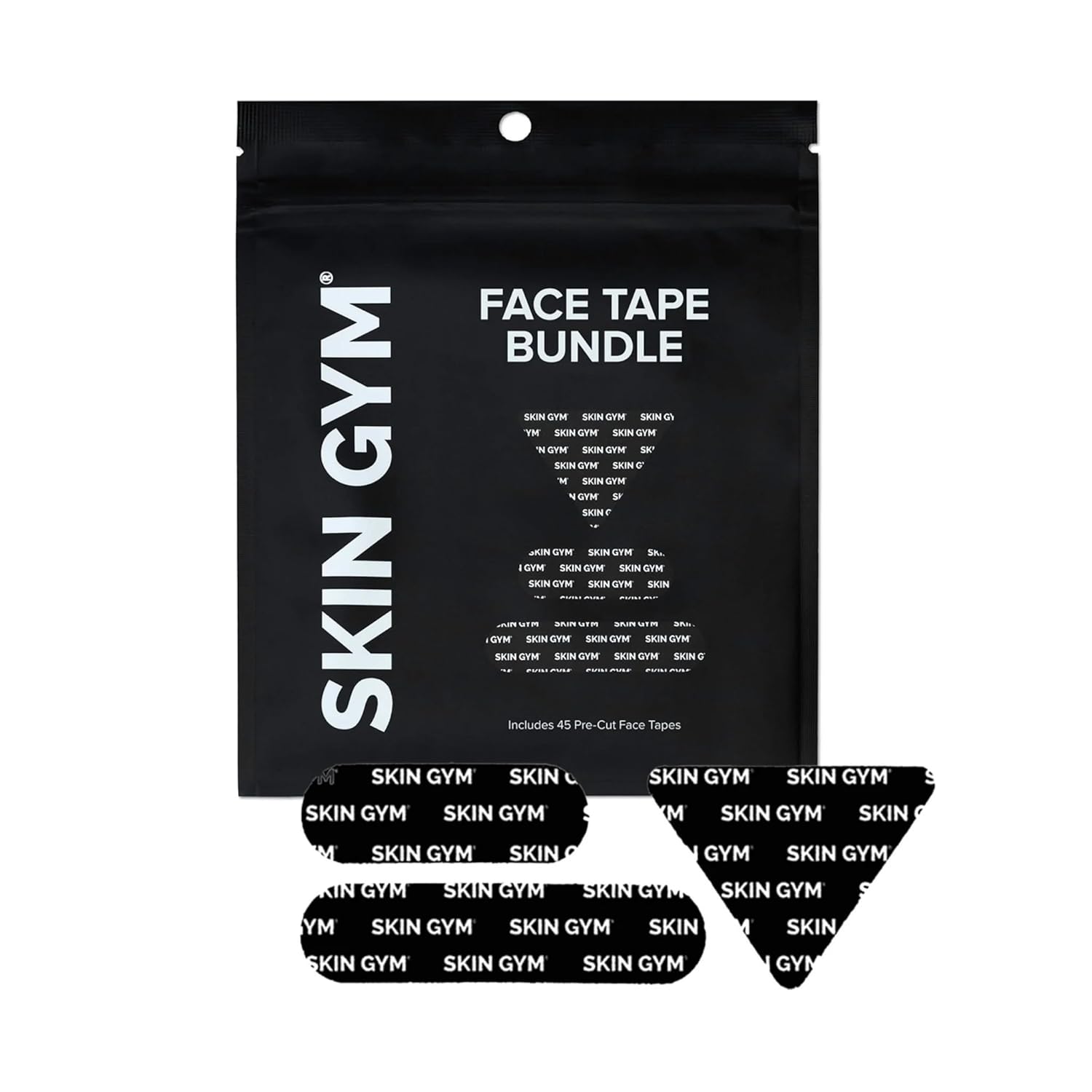 Skin Gym Face Tape Bundle, 45 Assorted Pre-Cut Strips for Overnight Anti-Wrinkle Patches for Forehead and Cheeks - Under Eye Patches for Instant Face Lift and Smoothing Lines