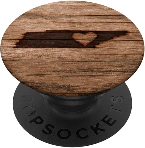 Enchufe Pop de madera con diseño de mapa del estado del corazón de Tennessee PopSockets Grip y soporte para teléfonos y tabletas