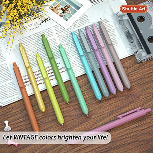 Shuttle Art Colored Retractable Gel Pens, 11 Vintage Ink Colors, Cute Pens 0.7Mm Medium Point Quick Drying For Writing Drawing Journaling Note Taking School Office Home #TOP6