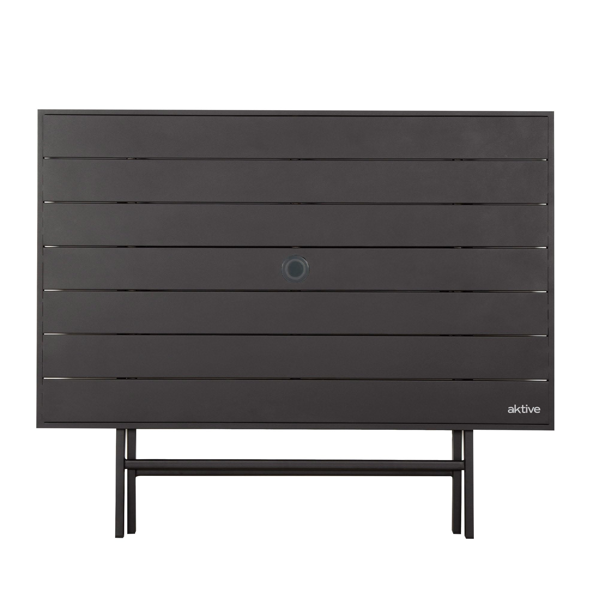 AKTIVE Mesa Plegable jardín 120x75x70 cm, Acero Negro Resistente, Agujero para sombrilla (no incluida), Apta para 4 Personas, Máx 30 kg, Optima para Exterior e Interior, Jardines y terrazas (61148)
