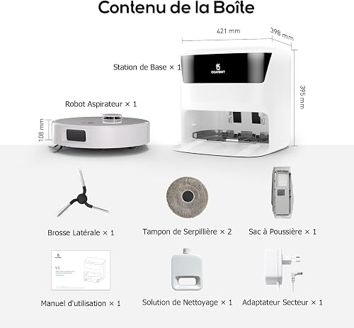 OKAYBOT V3 Robot Aspirateur Laveur, Serpillières Auto-Nettoyantes & Relevables, Séchage à l’Air Chaud, Brosses Zero-Enchevêtrement, Aspiration 8000Pa, Navigation LiDAR, Idéal Poils d’Animaux & Tapis - 7