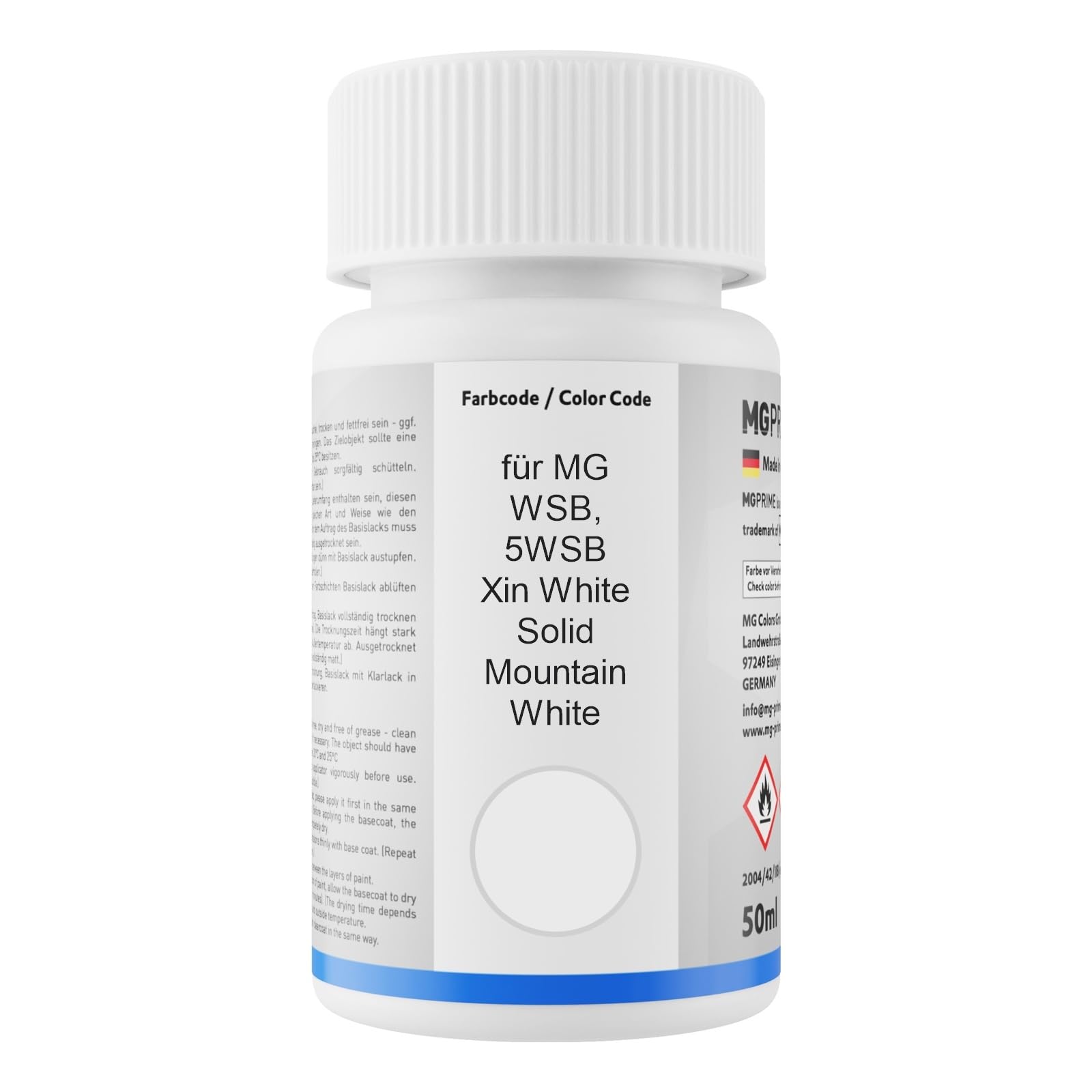 MG PRIME Pintura automotriz Set de lápices de retoque para MG WSB / 5WSB Xin White Solid/Mountain White Pintura base pintura transparente, 50 ml cada uno
