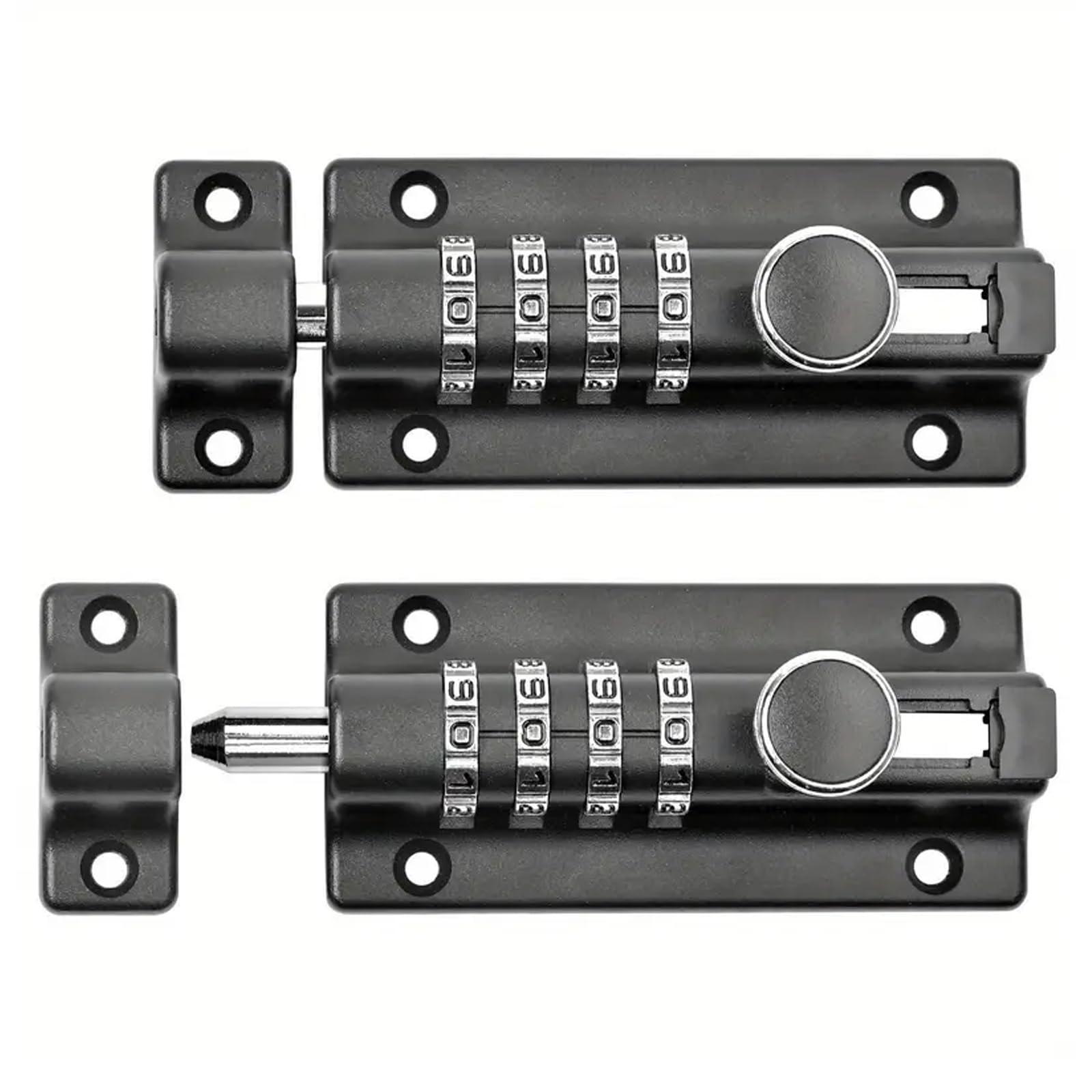 Youyijia Combination Bolt Lock, 4-Digit Weatherproof Keyless Entry Lock, 120mm Thick Solid Zinc Alloy Door Latch for Wooden Gates, Shed, Bedroom, Garage & Fence (Black 2pcs)